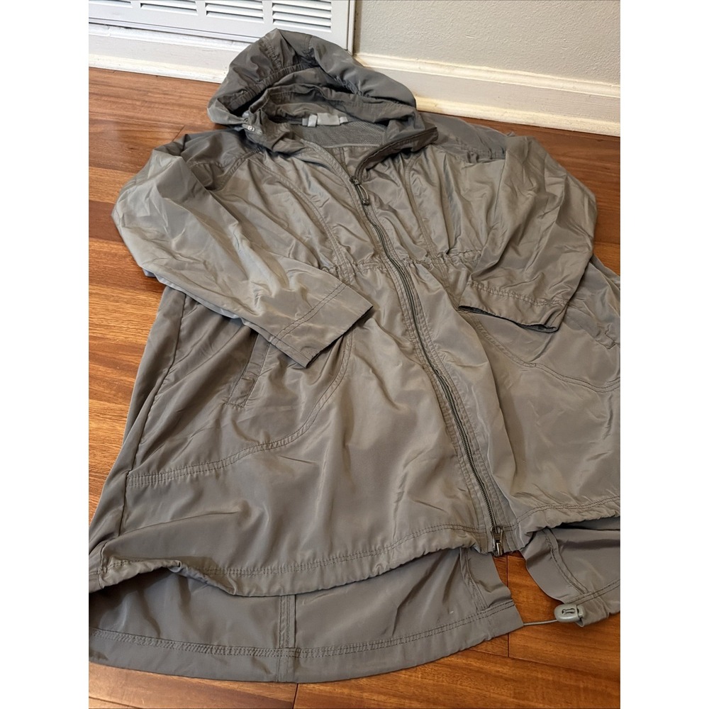 Athleta Sage Green Women's Zip Up Long Jacket Size XL Hooded Lightweight - Picture 5 of 7